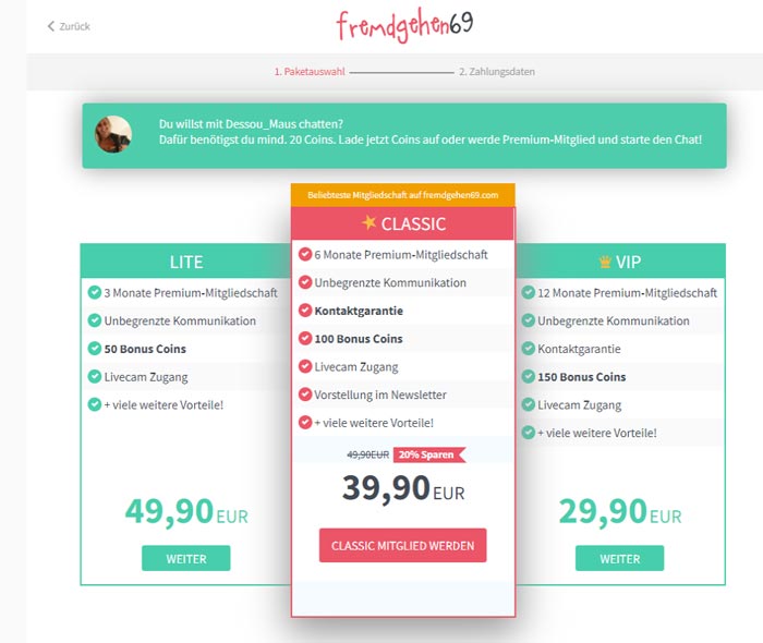 Die Fremdgehen69 premium pakete kosten