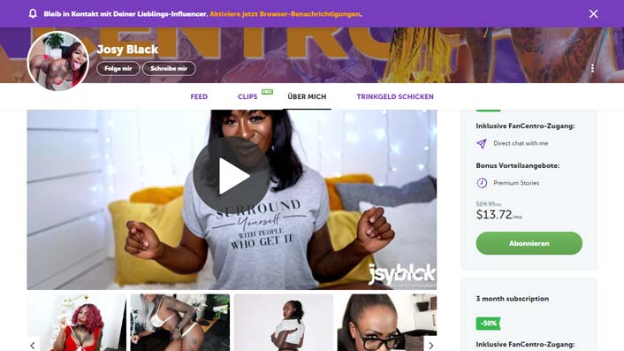 Josy Black auf Fancentro